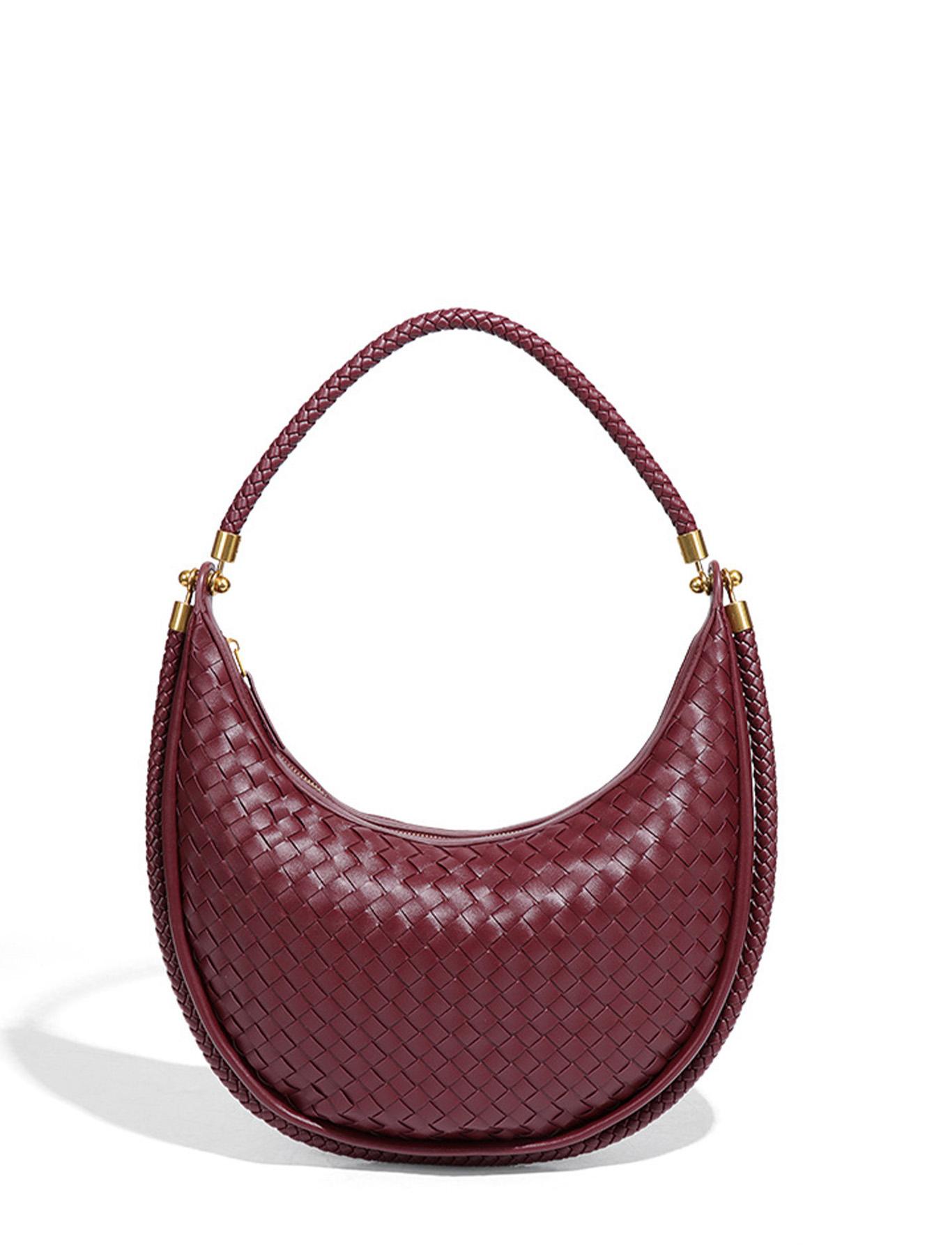 Handmade Custom Woven Bag for Women, Casual Handbag, Crescent Moon Shoulder Bag, Avocado, Lazy Chic, High-End Style