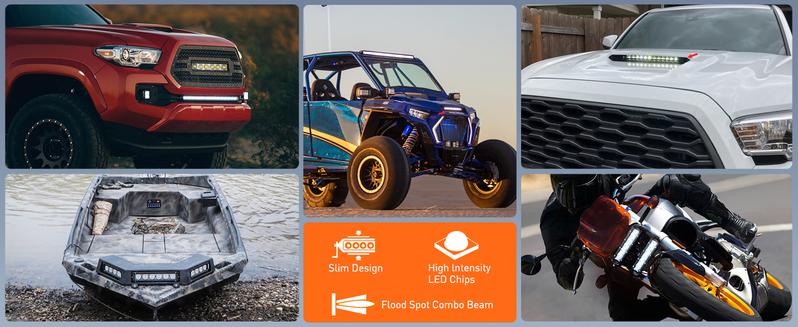 Nilight 2PCS 7 Inch 30W Super Slim Spot Led Light Bar Driving Fog Light Single Row Off Road LED Lights and Off Road Wiring Harness- 2 Leads