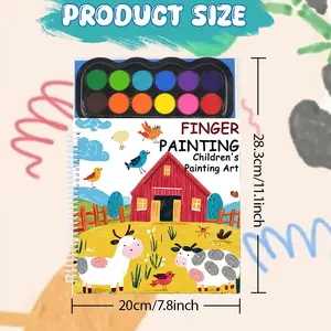 12-Color Finger Painting Book for Kids, Interactive DIY Activity, Creativity for Preschoolers (3+), Hard Cover, Spiral Bound, Multi-Theme with More Than 30 Non-Toxic, Washable Scenes, Perfect Gift for Birthday, Bright Illustrations for Boys and Girls