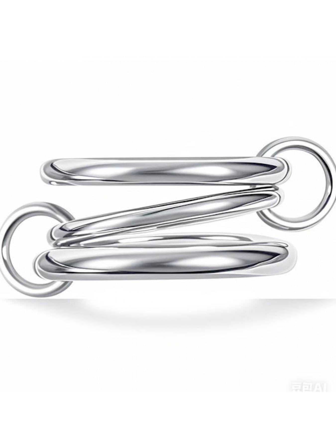 Stainless steel interlocking rings with full diamonds, three rings, four rings, new double-color multi-element style ring