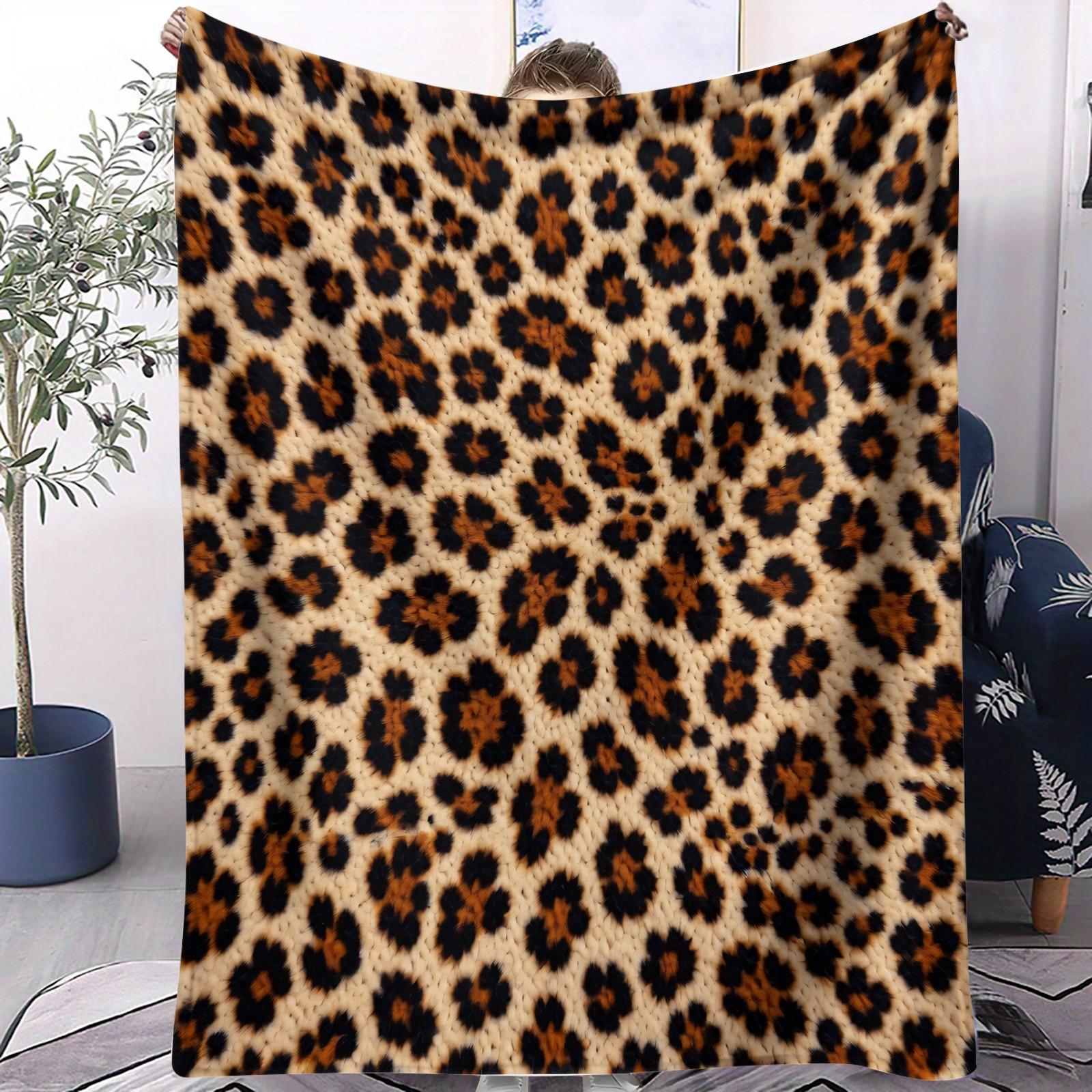 Classic Leopard Print Luxury Vintage Bohemian Throw Blanket, Soft Lightweight Multi-Use Blanket for Car, Home, Library, Office & Nap Time, Perfect Housewarming Birthday Christmas Gift