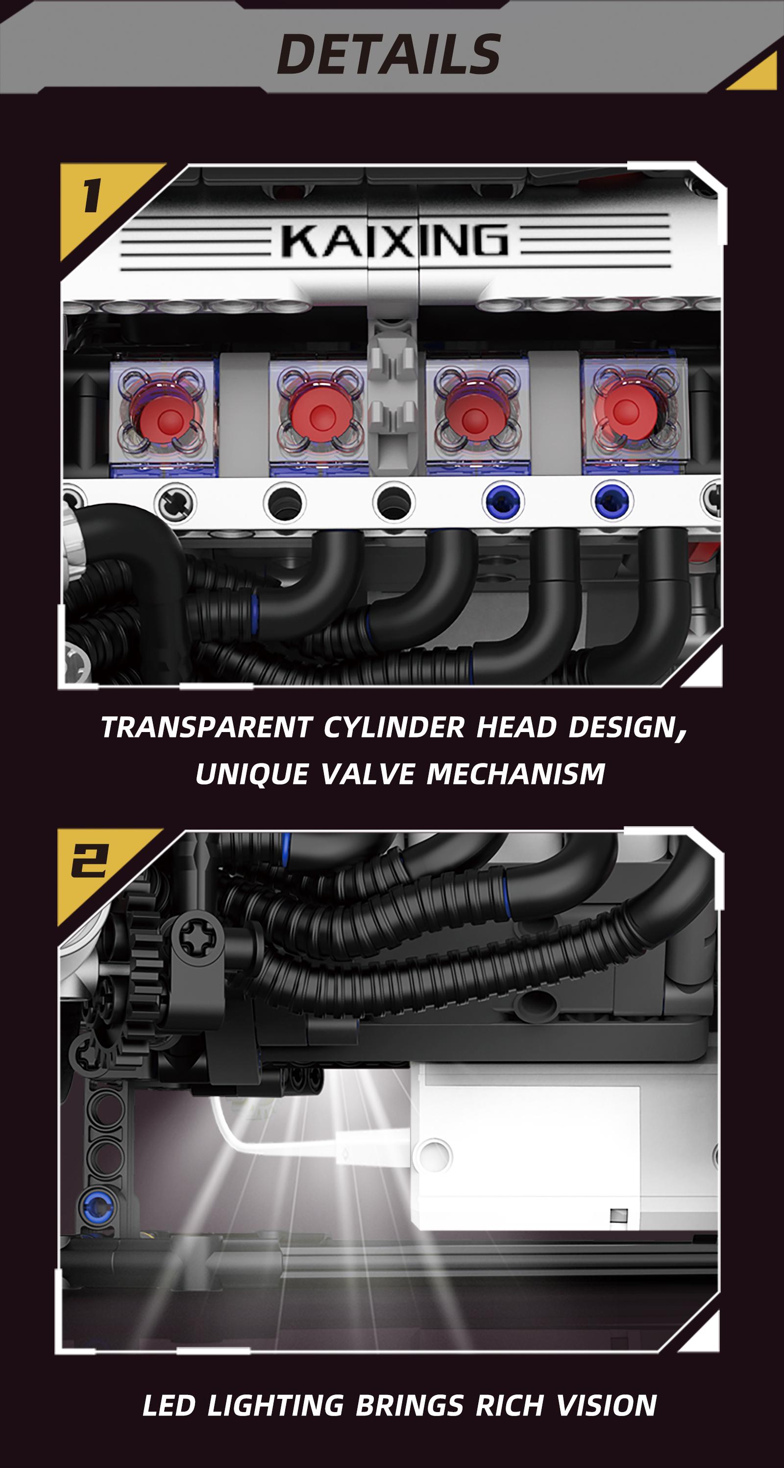 F1 Engine Building Kit, Stem Educational Toy with APP & Remote Control, Visible Gears & LED Lights, Ideal for Adults & Teens, Collectible Home Decor