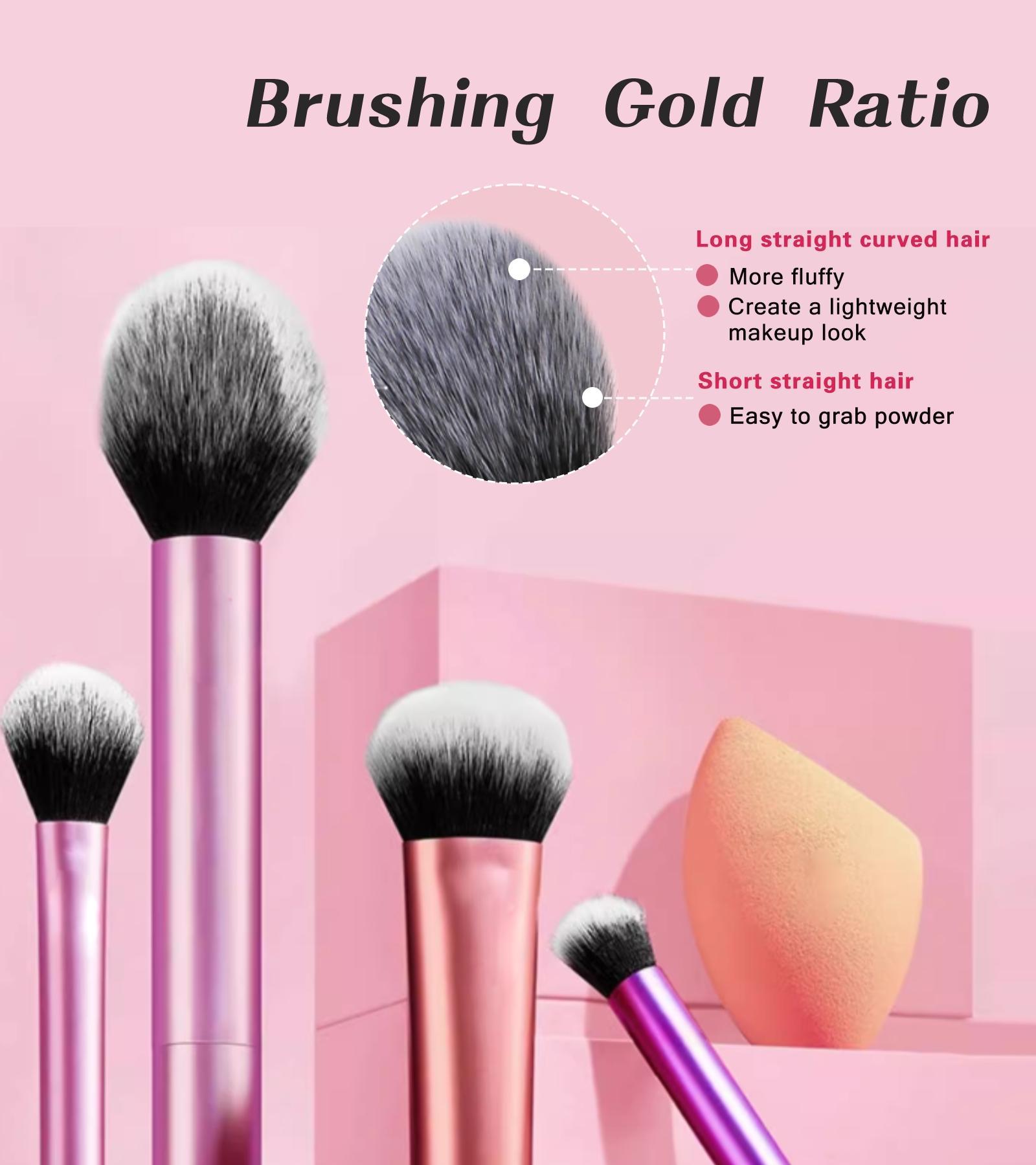 Professional Makeup Brush Set with 12 Brushes, 2 Beauty Sponges, 1 Powder Puff, Blush Brush, Loose Powder Brush, Artist Brush Set