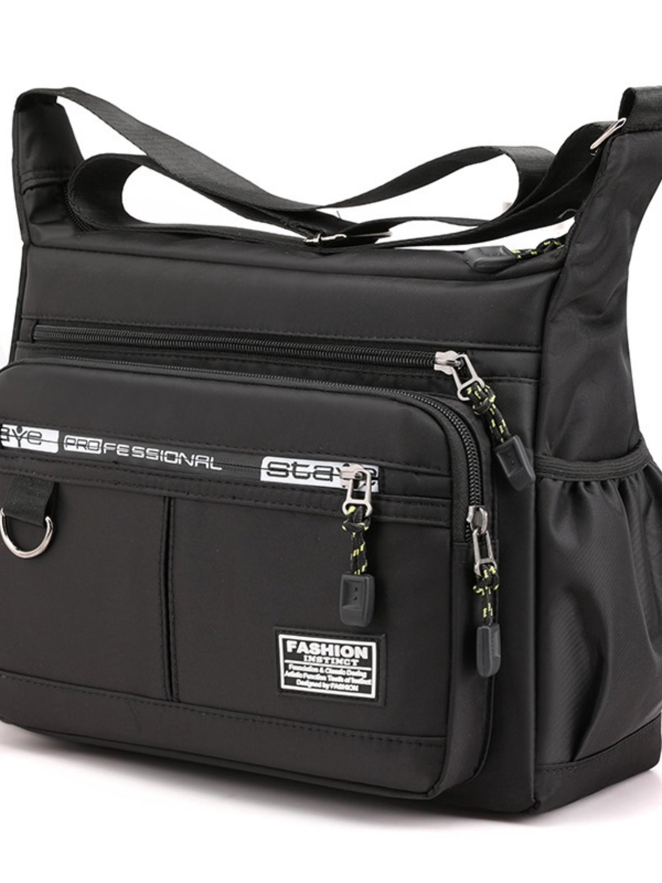 Large Capacity Men's Crossbody Bag, Durable Waterproof Multi-Pocket Business Shoulder Bag, Outdoor Commute Backpack for Men