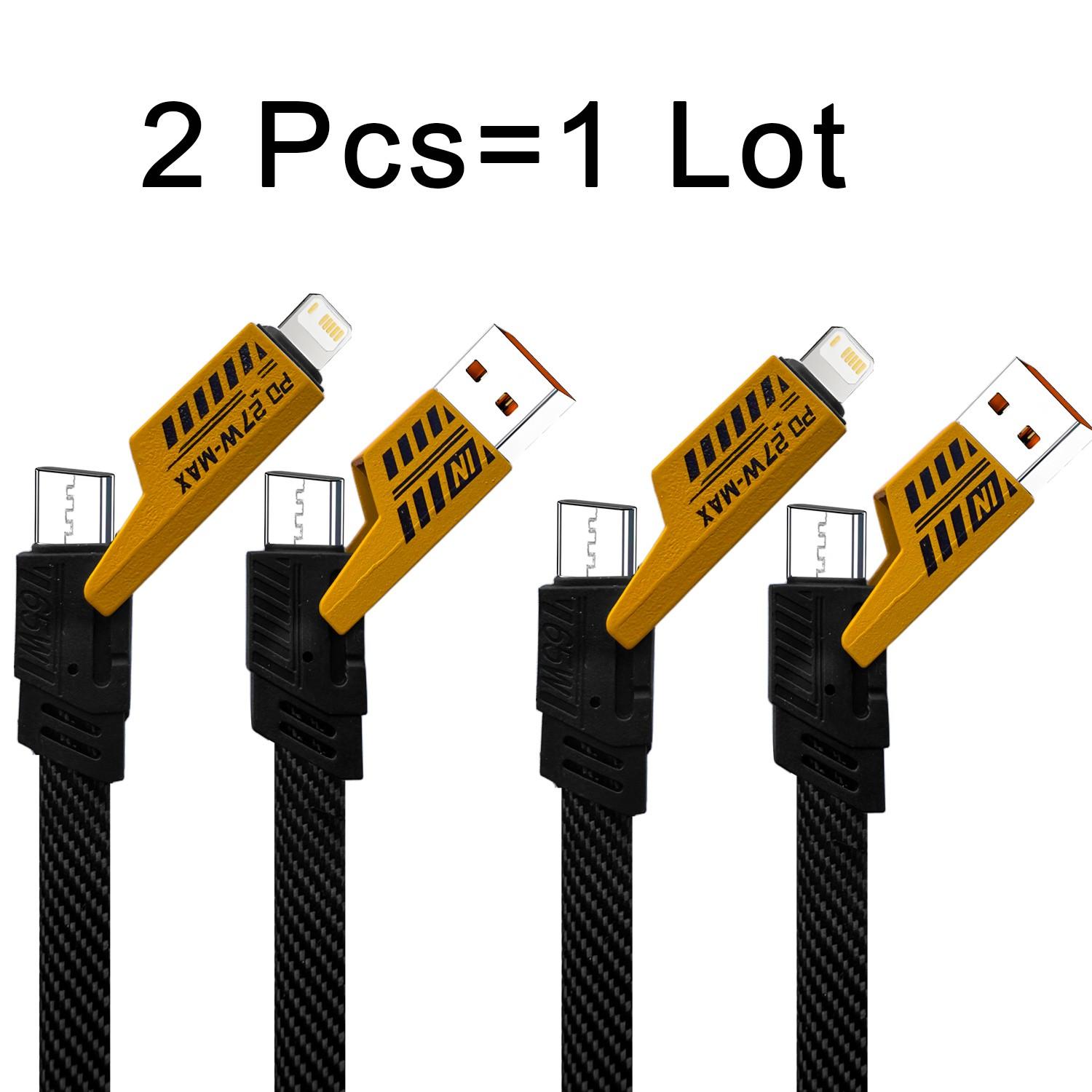 1/2/3pcs Wholesale Phone Dual Charging Cable, 65w USB PD to Type-C iOS Interface, Pd27w 2-In-1 Charger Data Cable, Fast Charging Cord