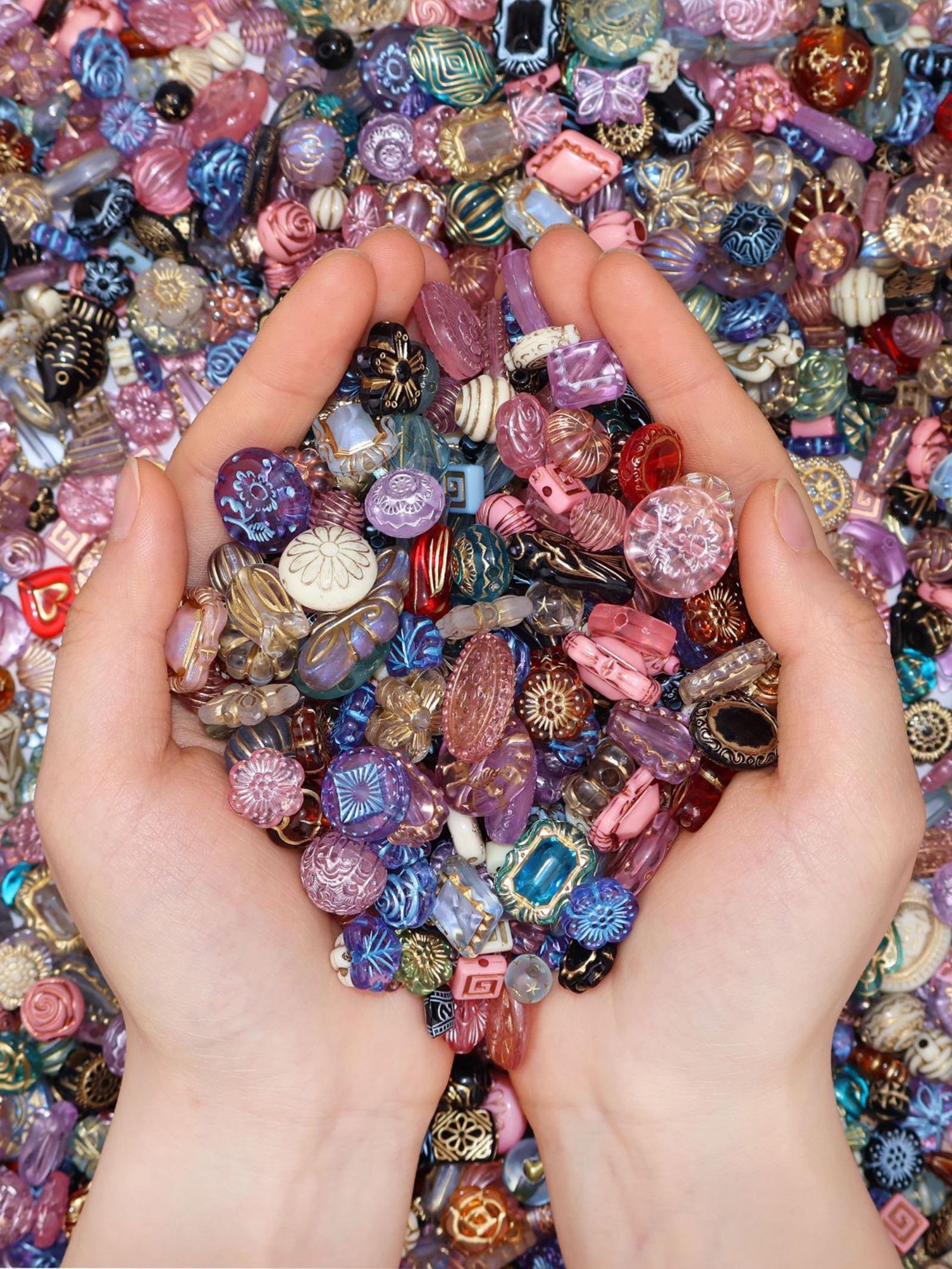 Vintage Acrylic Baroque Beads, Czech Style, Luxury Shiny Beads for DIY Accessories & Phone Straps, DIY Beading Accessories, All Seasons Fashion