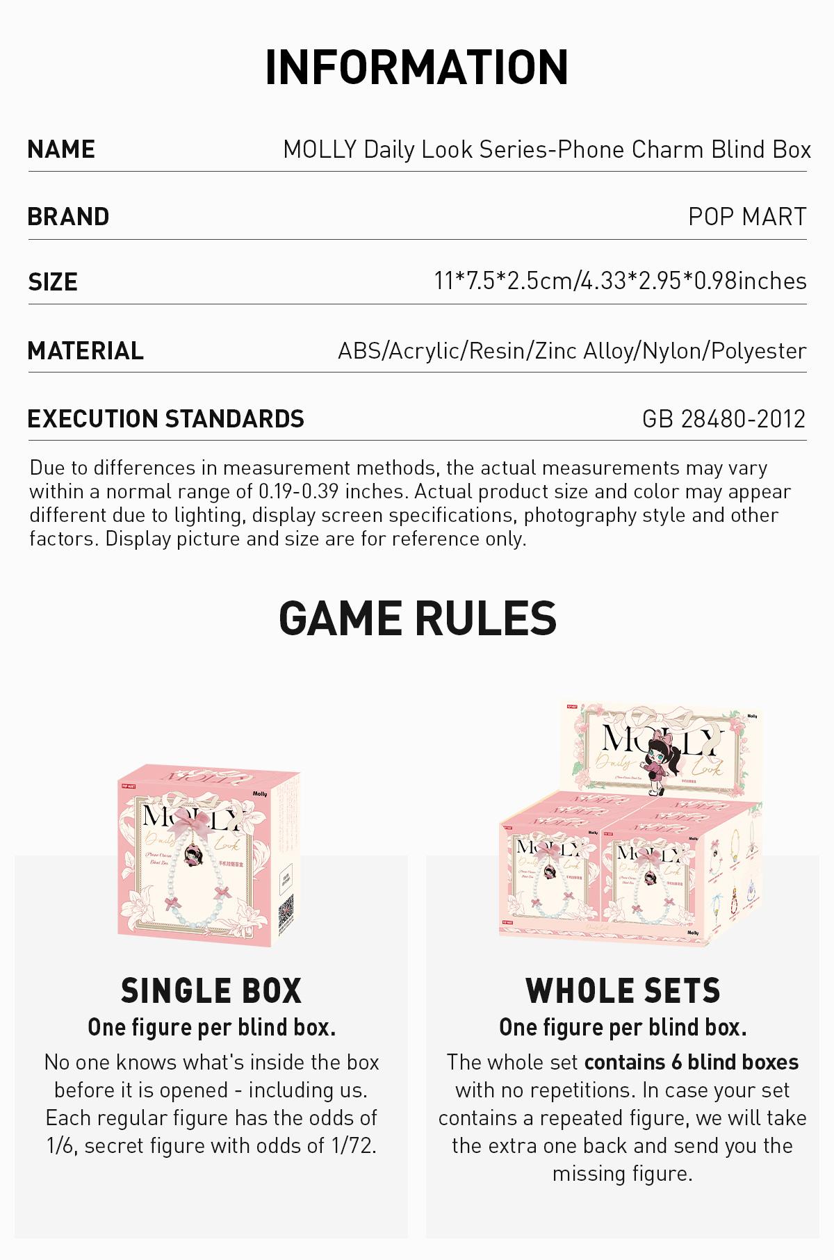 POP MART MOLLY Daily Look Series-Phone Charm Blind Box, Mystery Box POP MART MOLLY Daily Look Series-Phone Charm Blind Box, Mystery Box