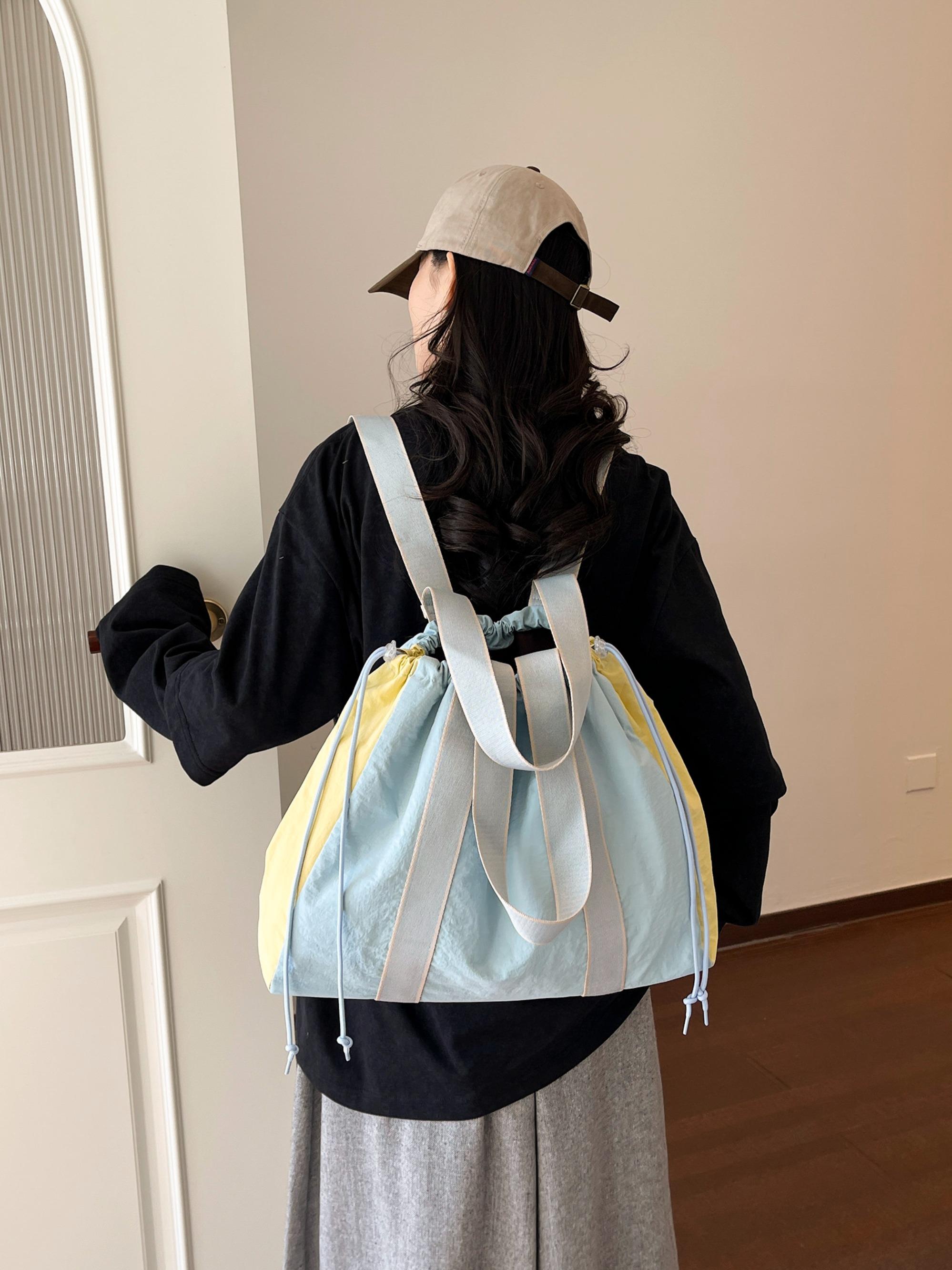 Minimalist Nylon Crossbody Bag, Adjustable Drawstring Closure, Versatile Shoulder & Handbag, Unisex Design, Daily Commute & Leisure