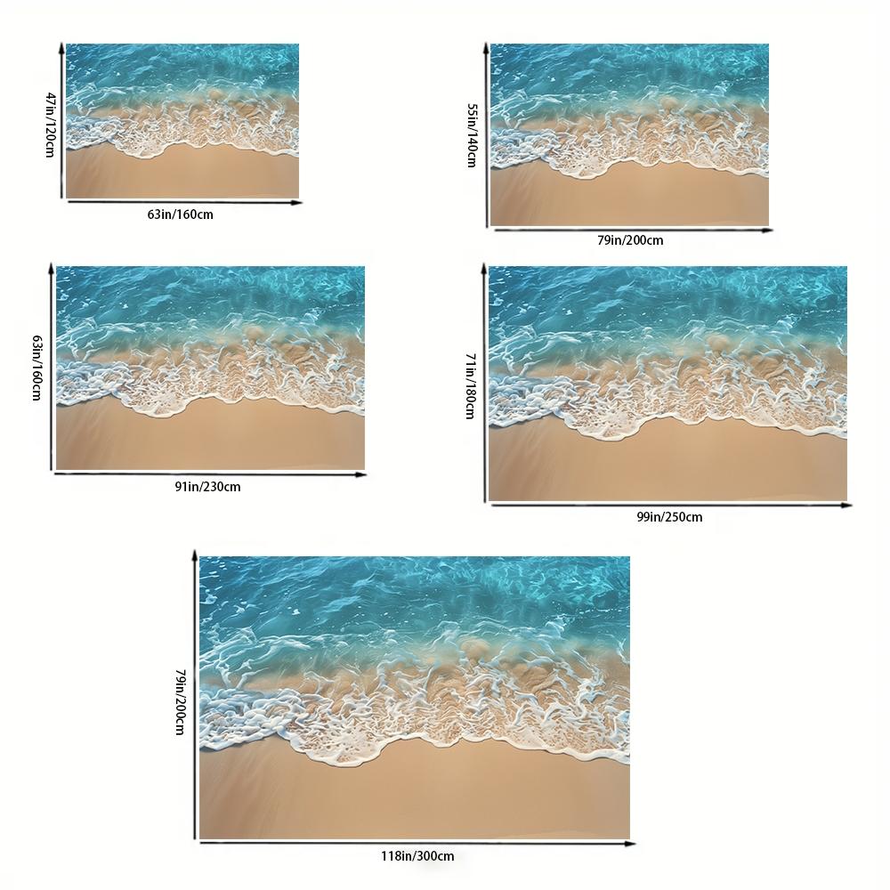 Soft Faux Wool Beach Wave Pattern Carpet, Ocean Inspired Print Rug ...