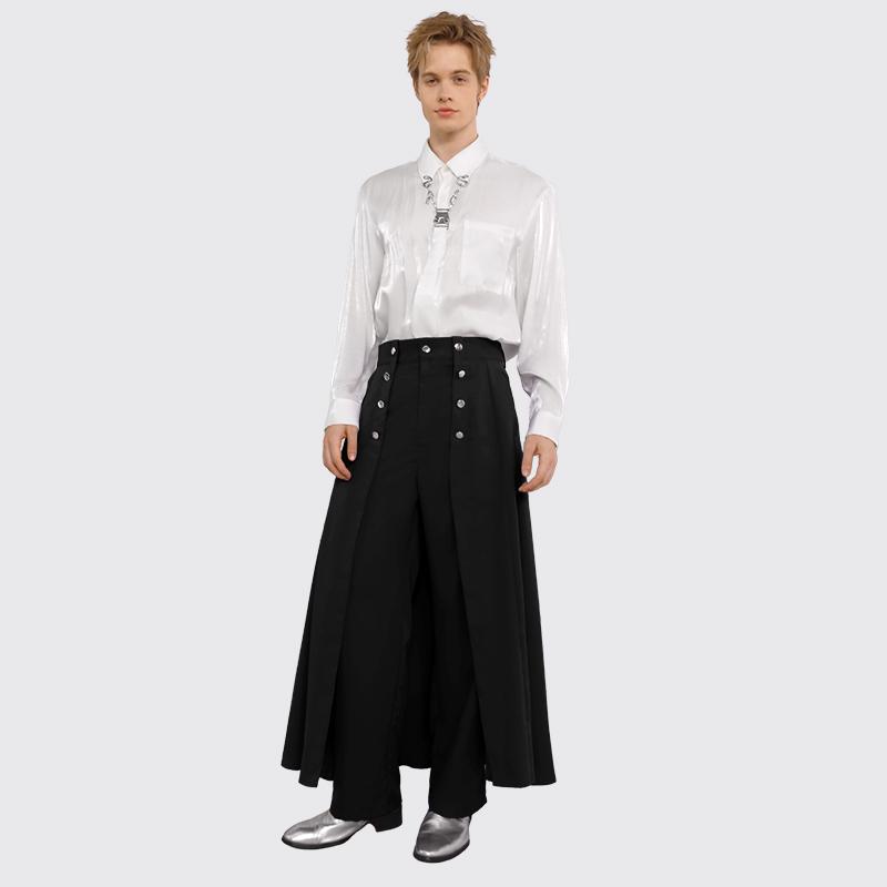 INCERUN Men's All Season Fashion Gothic Double-Breasted High Waist Deconstructed Layered Wide Leg Blazer Trousers Perfect for Halloween Costume Steampunk Stage Party Wear. INCERUN Men's All Season Fashion Gothic Double-Breasted High Waist Deconstructed Layered Wide Leg Blazer Trousers Perfect for Halloween Costume Steampunk Stage Party Wear.