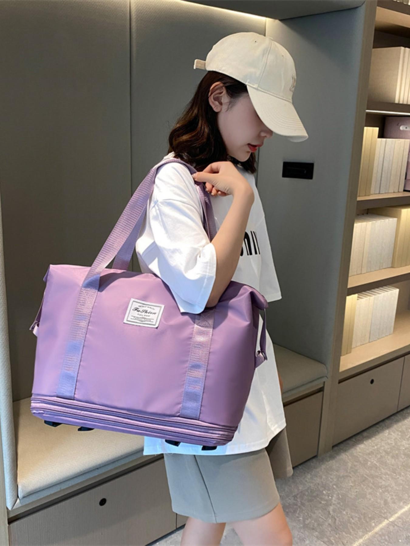 Large Capacity Travel Bag with Wheels, Student Business Trip Organizer, Waterproof Dry Wet Separation, Expandable Luggage Bag