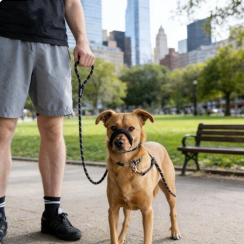 Adjustable Dog Muzzle with Handle, Safe Pet Muzzle for All Sizes