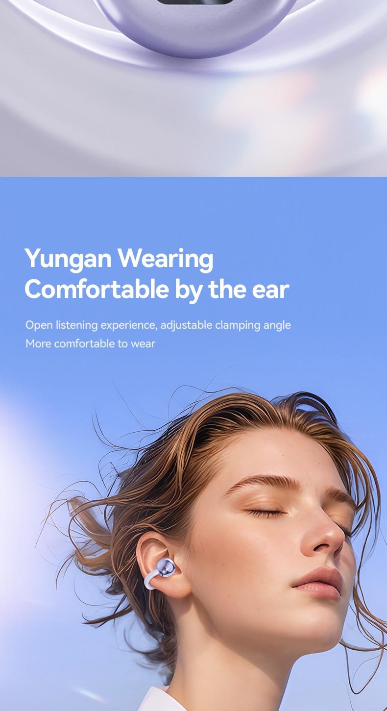 Clip-On Wireless Earbuds, Bluetooth-compatible 5.4 Stable Connection, Clear Hi-Fi Sound, Sweat-Resistant Design, Compatible with Android & iOS