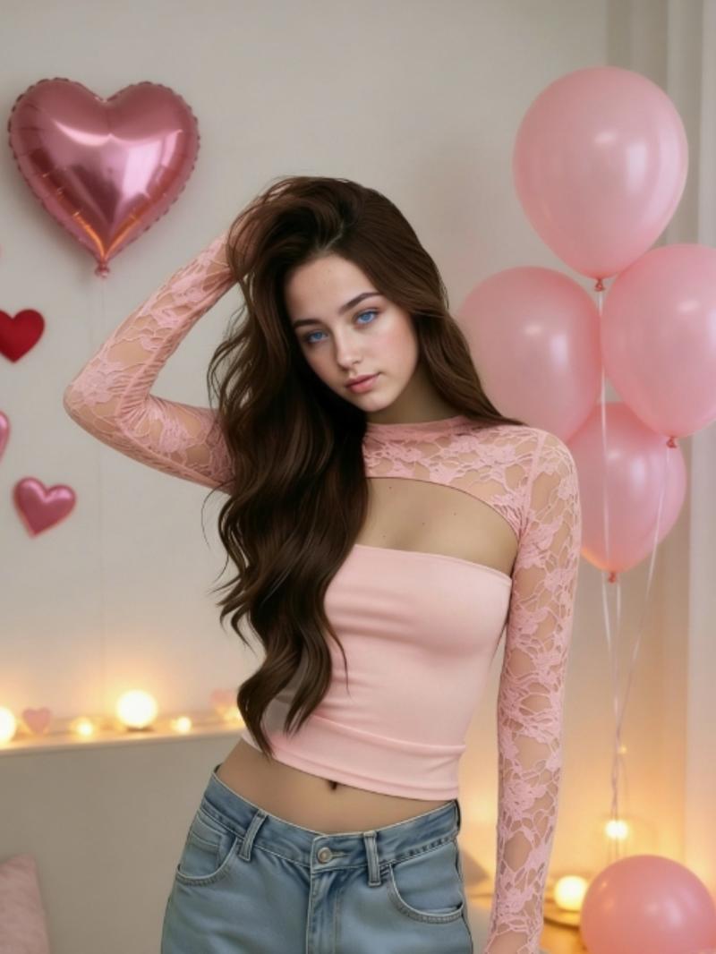 Elegant Lace Hollow Out Flare Sleeve Top, Vintage Slim-Fit Style that Shows an Elegant Look, Perfect for Any Occasion Blouse