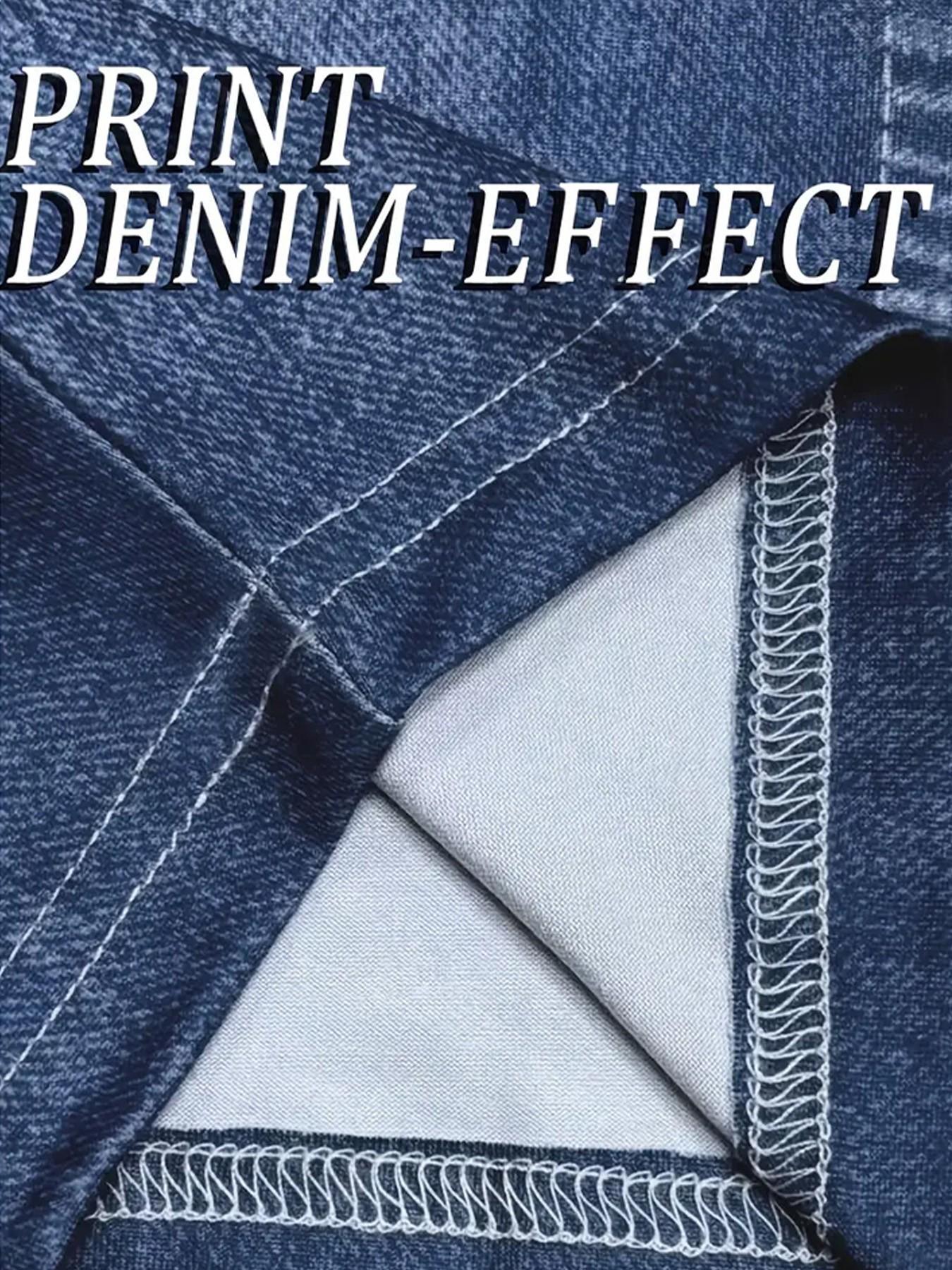 Women's High Waisted Stretch Denim Look Bottoms, Slim Fit Long Pants, Casual Sporty High Waist Butt Lifting Breathable Inner Layer Outerwear