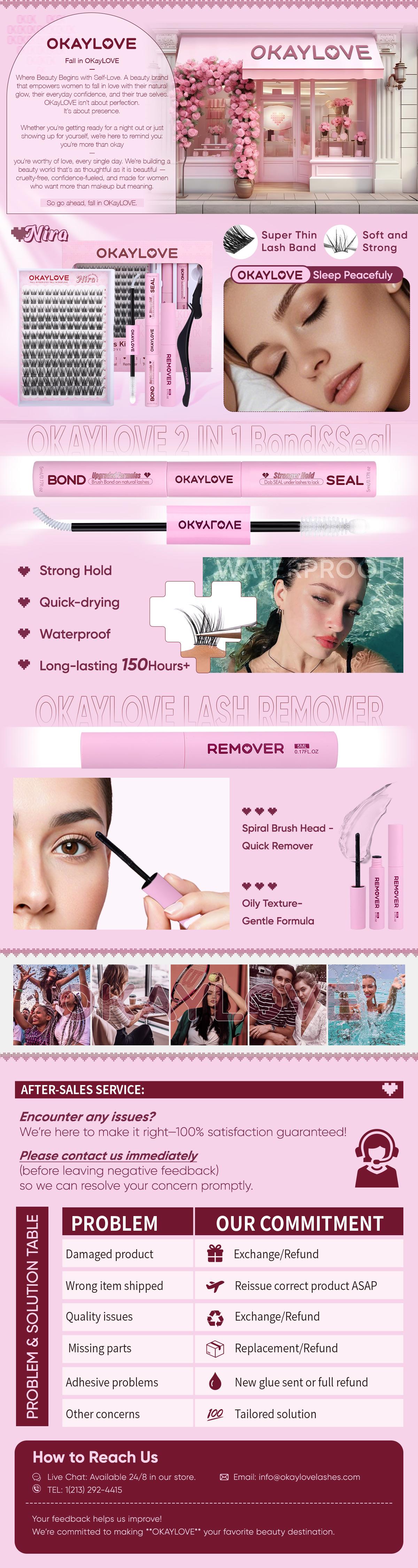 OKAYLOVE Wispy Lash Clusters Kit, 8-18MM Nira Cluster Lashes with Long-lasting Lash Bond and Seal, Tweezers and Remover for DIY Lashes at Home for Natural Makeup Girl Gifts