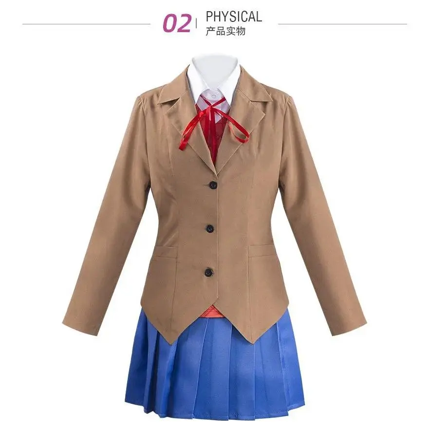 Game Doki Doki Literature Club Monika Cosplay Sayori Yuri Natsuki Cosplay Costume Wig Set School Uniform Girl Women Costumes