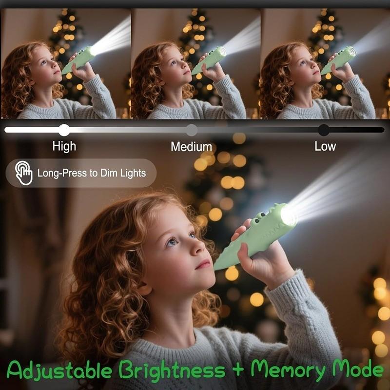 1PC Rechargeable Crocodile LED Flashlight, Cute Animal Shaped Silicone Flashlight, Comfortable Touch Long Press to Adjust Brightness Portable Outdoor Lighting Creative Light,for Camping, Night Walks and Home Use, Handheld Flash Light