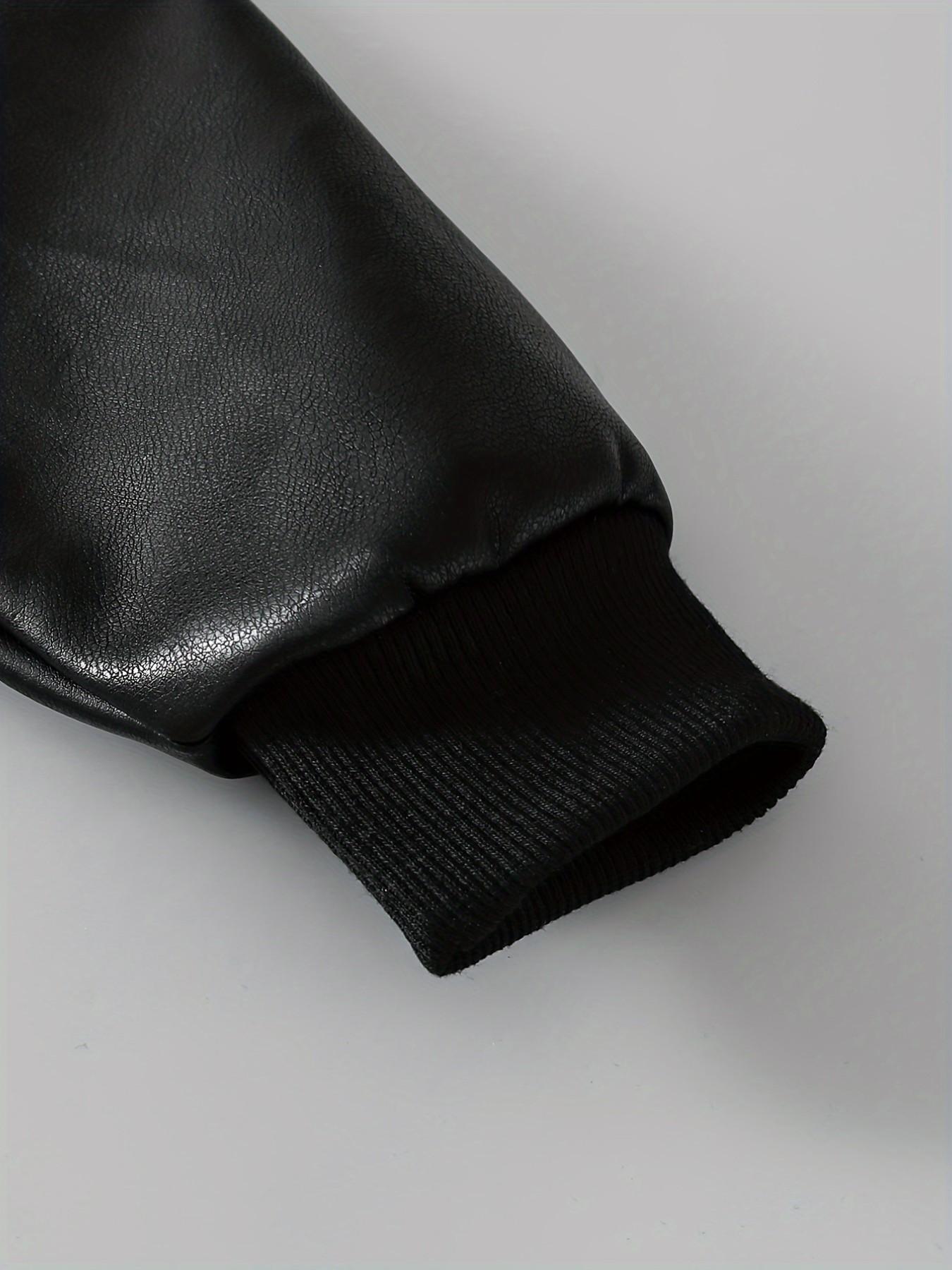 Boys' Fashion Thin Jacket, Trendy Zipper Cardigan, Cool Casual PU Leather Outerwear, Daily Wear, Simple and Versatile