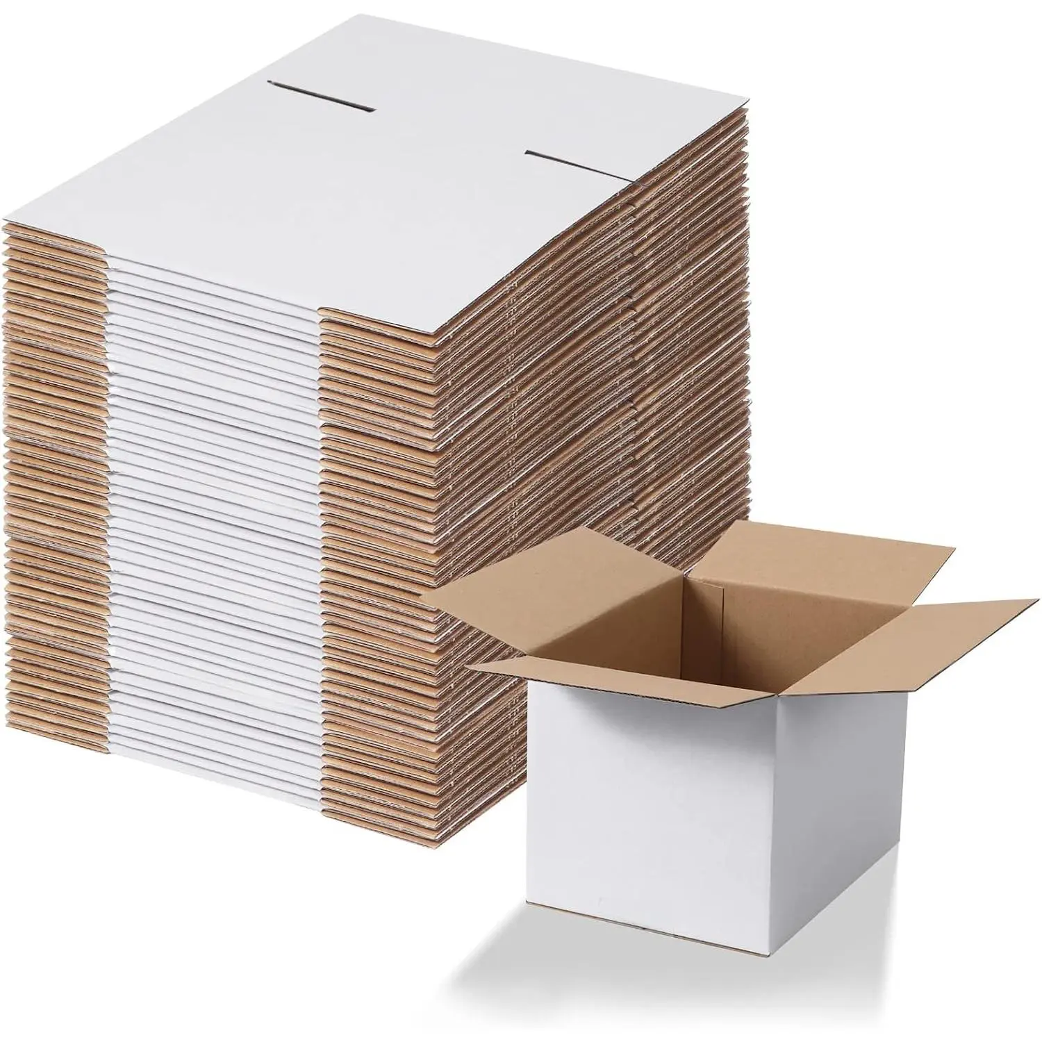 8x6x6 Shipping Boxes Set of 40, White Corrugated Cardboard Boxes for Mailing, Packing, Gifts and Small Business