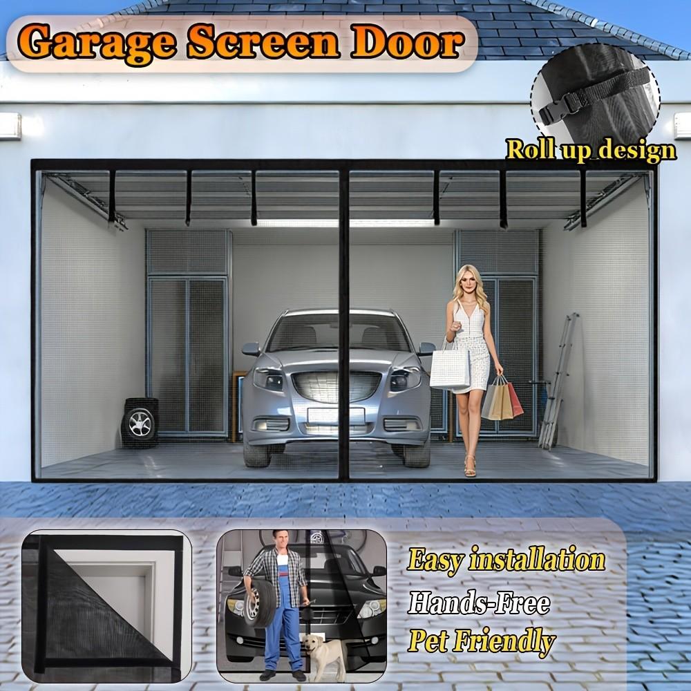 1pc Garage Screen Door for Two-Car Garage, 16x8 Feet, Magnetic Closure, Heavy Bottom, Self-Sealing Glass Fiber Mesh, Easy Assembly