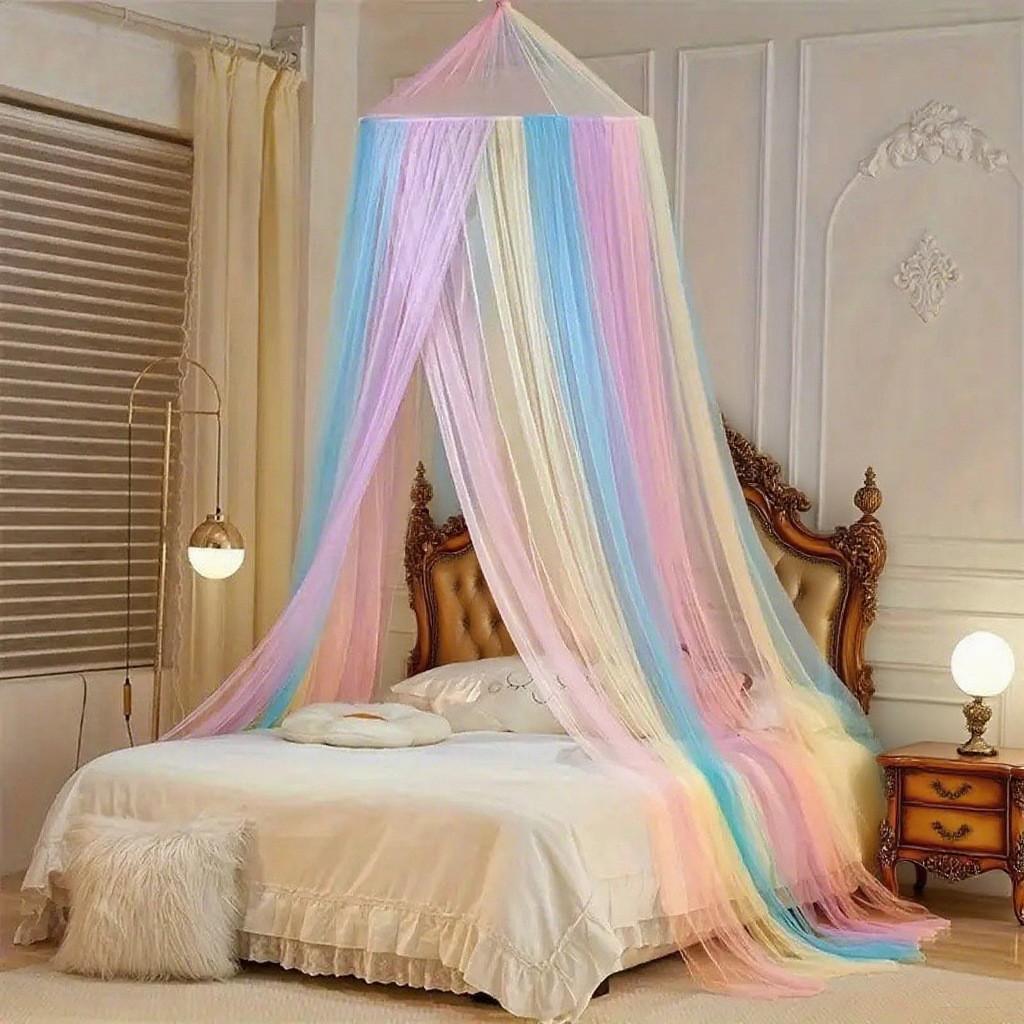 1pc Courtly Dome Mosquito Net, Indoor Twin Bed Ceiling Mosquito Net, Colorful No Installation, Summer Mosquito Screen Tent