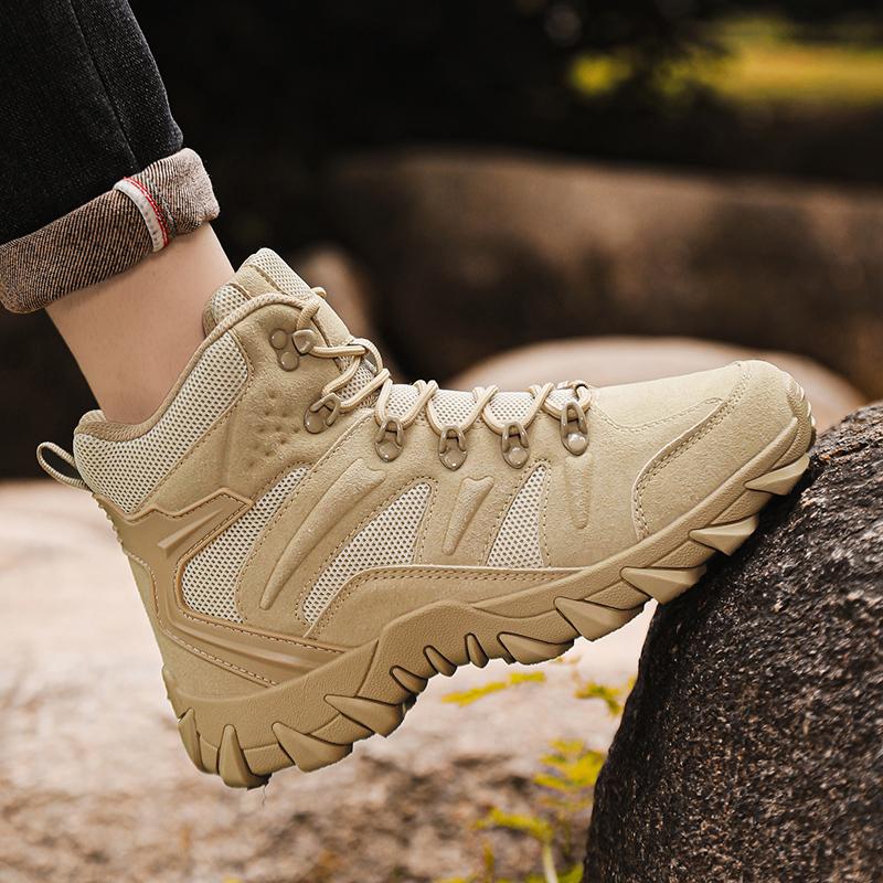 Men's all-season high-top wide fit Outdoor boots, lightweight and breathable anti-skid mountaineering shoes,Hiking boots, desert boots, work boots, suitable for jungle exploration, rock climbing, daily travel, camping, tourism, fishing and other activitie