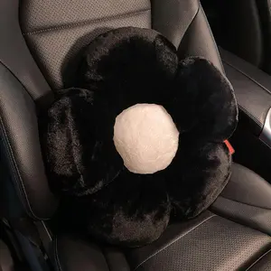 Winter Soft Plush Universal Car Seat Cover Classic Black White Camellia Flower Auto Seat Cushion Keep Warm Mats Car Accessories