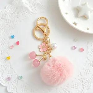 Cute Plush Ball Decoration with Elegant Dancing Girl Pendant, Fashion Keychain Accessory, Ideal Gift for Backpacks and Cars, Bag Charms