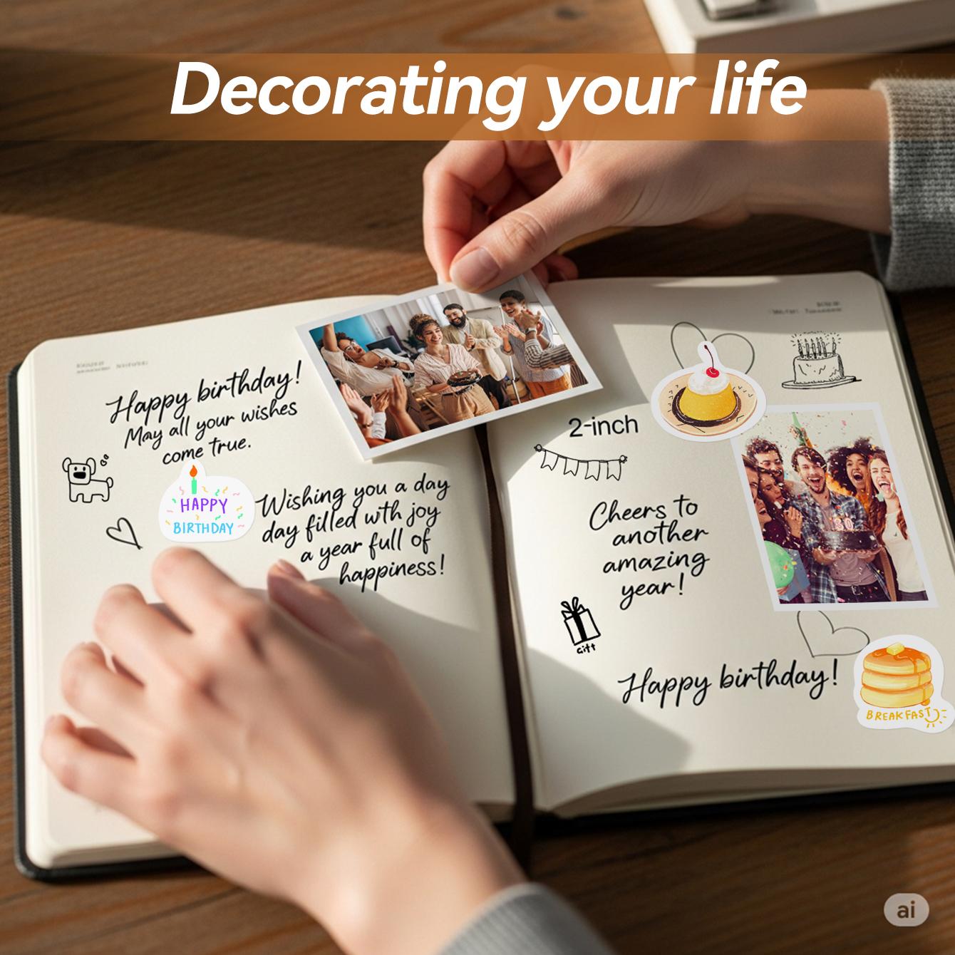 MT53 Mini Bluetooth Photo Printer, Smartphone Photo Printer, Portable Wireless 2x3 Inch Sticker Printer, Instant Color Photos, Compatible with iPhone & Android – Perfect Gift Ideal