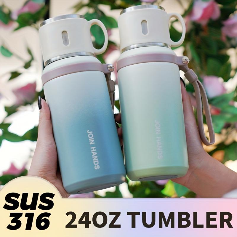 316 Stainless Steel Vacuum Insulated Sports Water Bottle, Gradient Color, with Lid, Tea Filter, Handle, 700ML/24oz, Outdoor Travel Mug