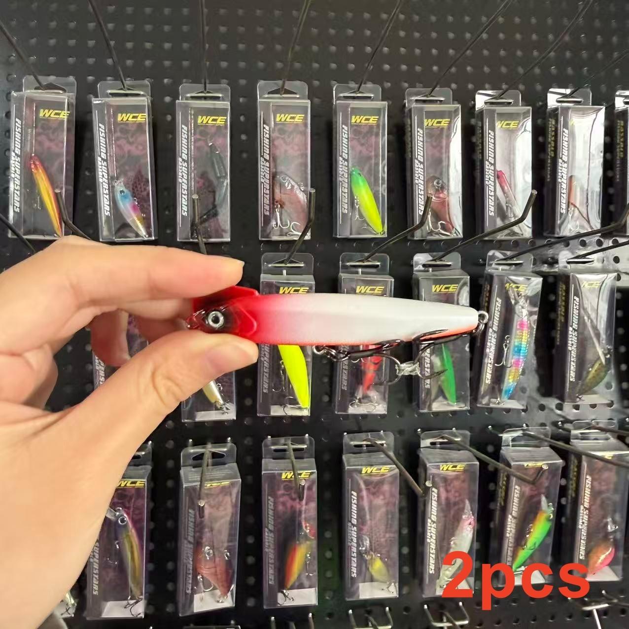 Large brand remastered version, popular, 2pcs, large swing long throw submerged pencil fishing for sea bass, trembling sinking lure, fake bait, chicken crown bait, suitable for freshwater and seawater fishing accessories, fishing equipment and supplies