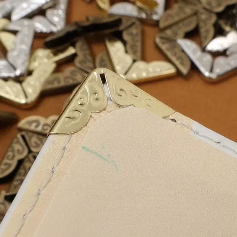200PCS Metal Book Corner Scrapbook Photo Album Corner Protectors DIY Menu Vintage Corners Card File Folder Craft Supply Decor