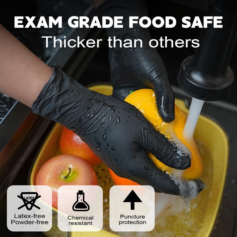 FINITEX Disposable Nitrile Cleaning Gloves, Black 60Pcs POP-N-Go Bags Waterproof Lightweight Hygienic Packaging for Rainy Work Sea Fishing Household Kitchen Cook Washing Indoor Outdoor Camping Gardening Cleaning Gloves, Spring Valentine Holiday Love Gifts