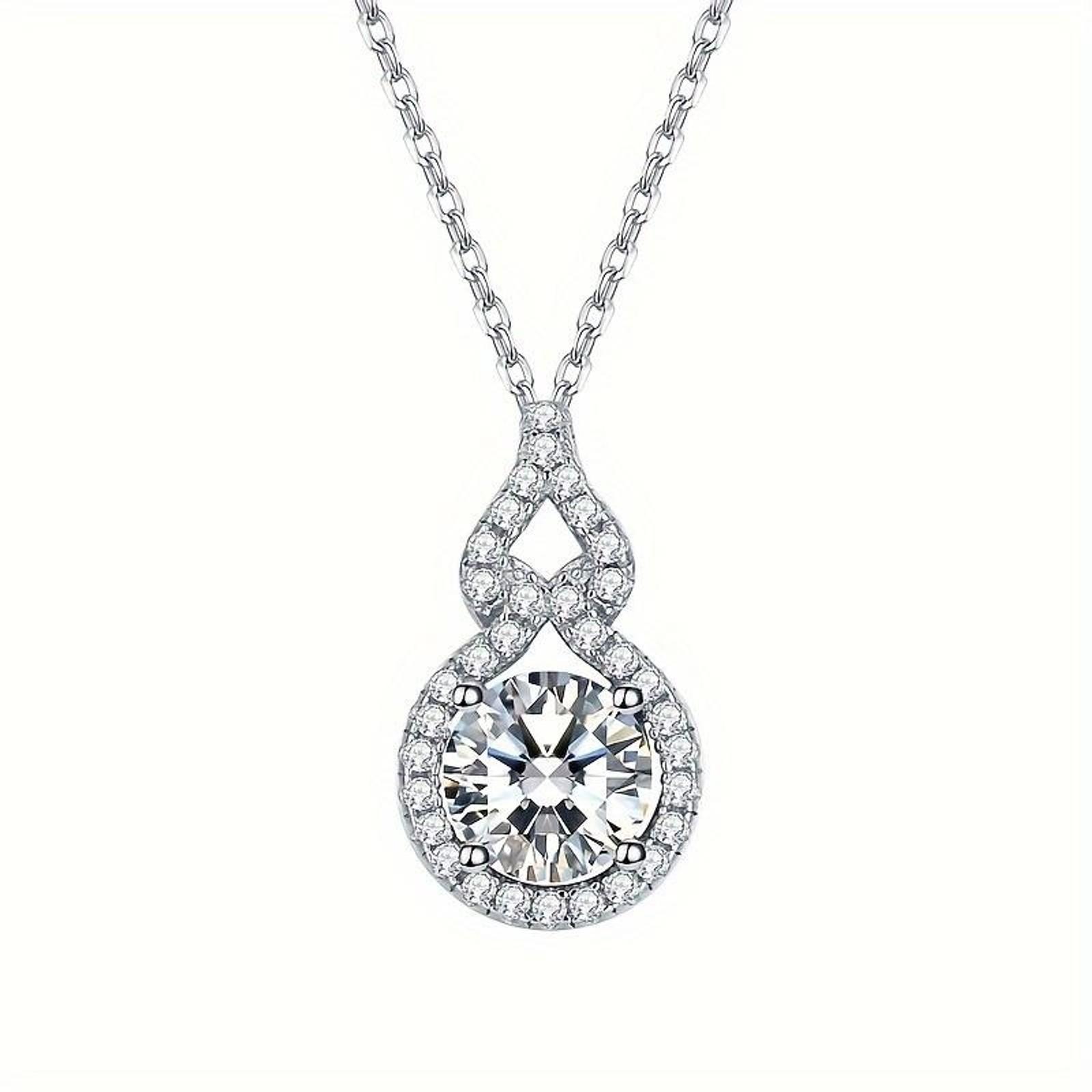3-Carat Moissanite S925 Pure Silver Droplet Shaped Pendant Necklace, Elegant Wedding Jewelry, Women's Birthday and Mother's Day Gifts
