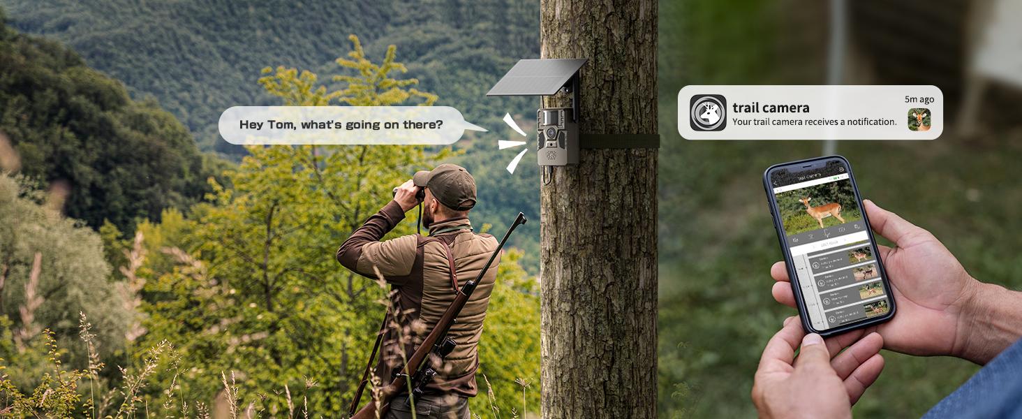 4G LTE Solar Game Camera– 2K Live Video, WiFi Not Supported, Remote APP Controlled, WaterProof, Motion Activated, Night Vision, 4G Data Cellular Card Included (Data refill is required for Unlimited 4G data usage) Outdoor