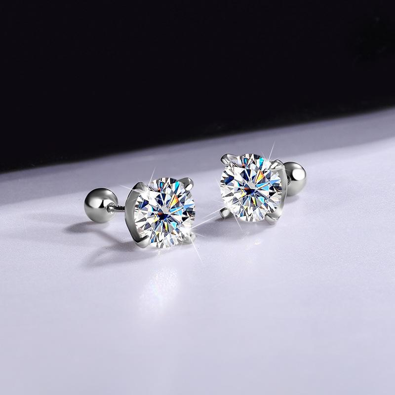 [ASM-EA101]  0.3 CT  Round Cut, Moissanite Stud Earring Ladies S925 Sterling Silver Earrings D Color VVS1  Girl Promise to Send Her Birthday Gift With Certificate Anniversary Wedding Anniversary Engagement