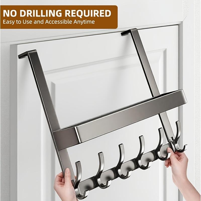 1 multifunctional over-the-door hook with storage rack - carbon steel material, wall-mounted storage rack for bedroom and bathroom