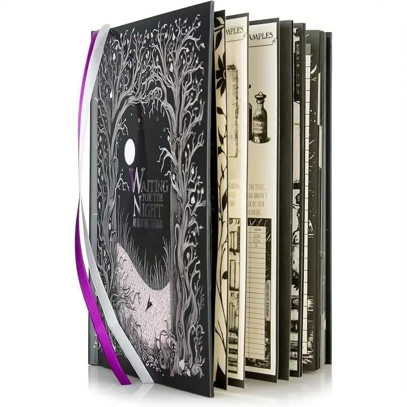 Elegant Hardcover Reading Journal, Gothic Dark Forest Book Review Logbook, Track Your Reading Progress, Perfect Gift for Book Lovers, Hardcover Notebook