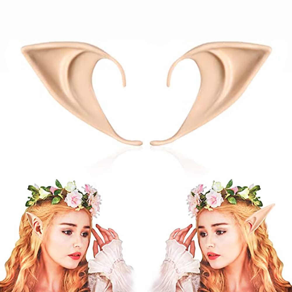 1 pair-Fairy Pixie Elf Ears - Cosplay Soft Pointed Ears Elven Masquerade Vampire Fairy Ears Makeup Costume Accessories Party Supplies Cross Border Halloween Elf Ears Cos Props Avatar Elf Ears Vampires Dentures Fairy Fake Ears Party Event Props