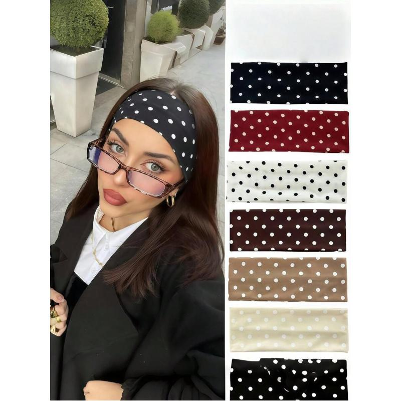 Polka Dot Yoga Training Workout Headband for Women Absorbent Elastic Hairband Fashion Sports Accessories Non-slip Running Headwear Elastic Headbands