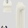 Women's Yoga Set with Dual Shoulder Straps, High-End Feel Sportswear, Athletic Sportswear, Running & Exercise, Colorblock Fleece Fabric, All Season Activewear, High Stretch Activewear, Yoga Fitness Clothing