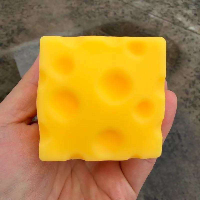 Cheese Cube Stress Ball Shapeable Squeeze Decor Non-Bounce ASMR Sensory Anti-Stress Relief Gadget Gifts