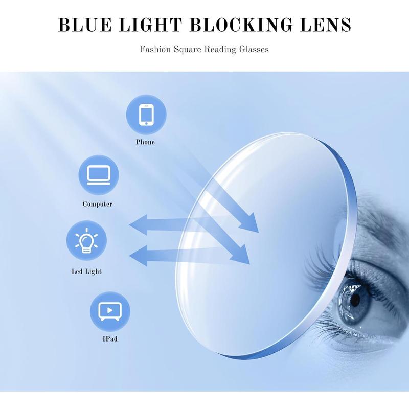 RESJOK 3 Pack Oprah Style Reading Glasses for Women Blue Light Blocking Square Fashion Readers with Spring Hinge Computer Eyeglasses