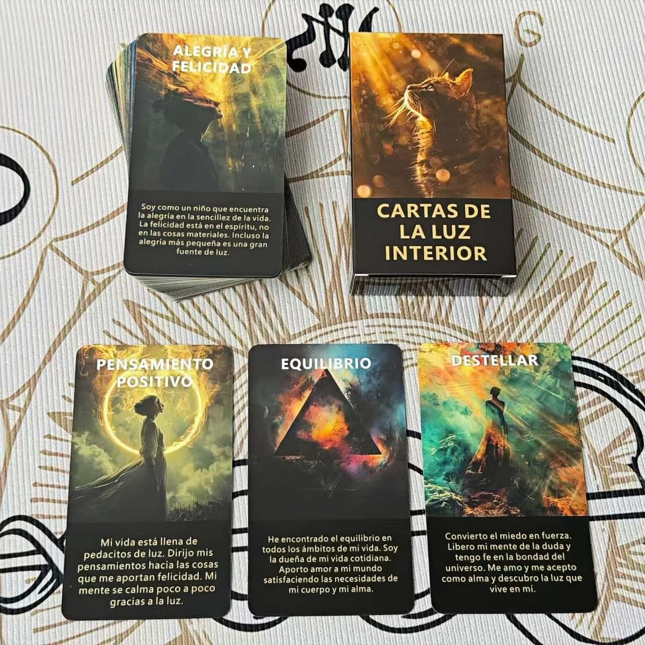 Spanish Oracle Cards, 55 Tarot Cards, Divination Tool, Inner Light Spiritual Connection, Energy Reading, Meditation, Medium Use
