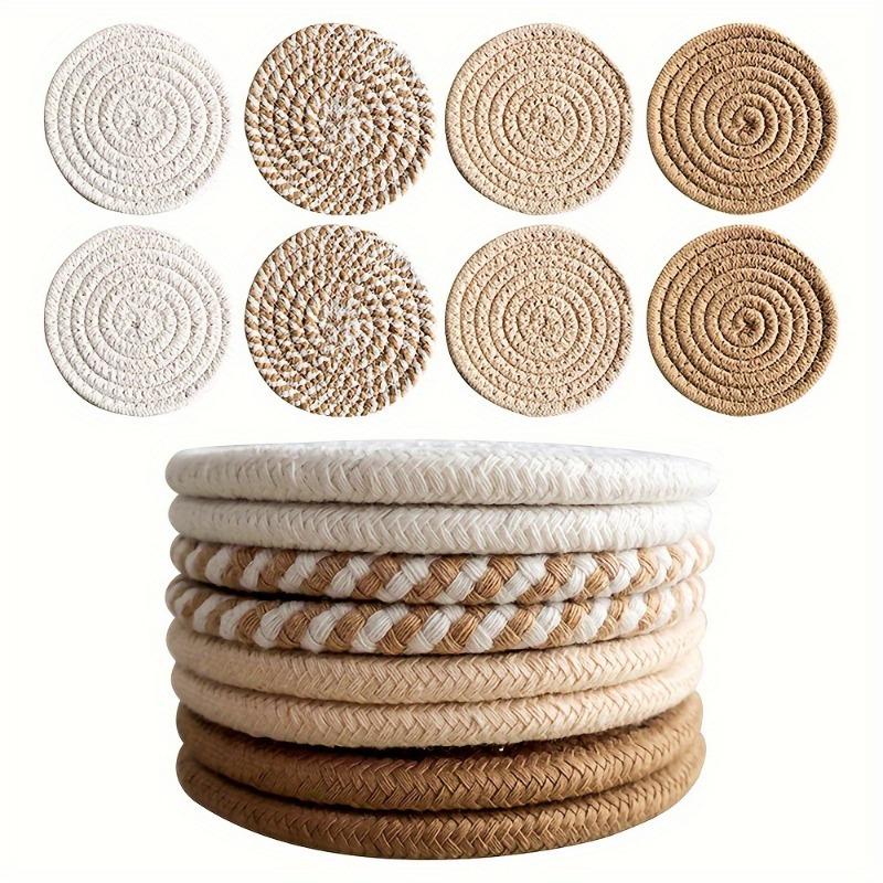 8pcs Absorbent Round Kitchen Coasters Set, Minimalist Drink Mats for Coffee Table Home Decor, Bar Housewarming Gift