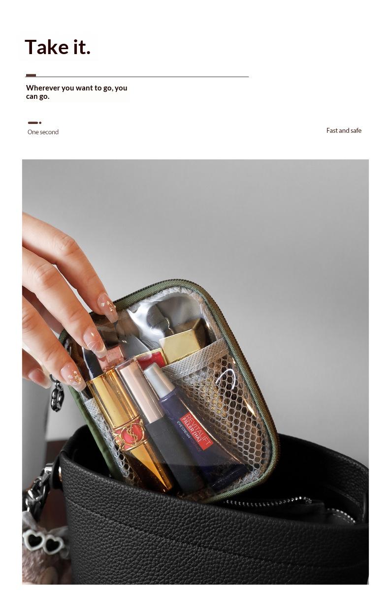 Small Clear Makeup Bag for Purse Travel Cosmetic Case Transparent Toiletry Bag with Zipper, Portable Make Up Organizer Traveling Compact Car Bag for Essentials