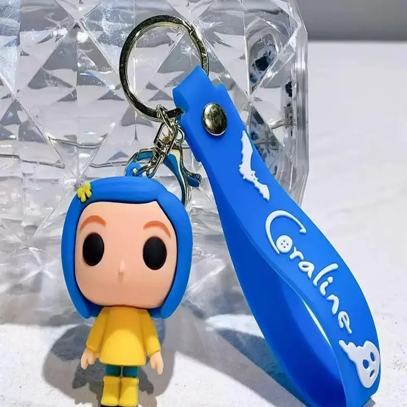 Coraline Character Figure Keychain, Cute PVC Figure Keychain with Wrist Strap, Collectible Bag Charm, Random Style, Gift for Fans, Cute Keychains