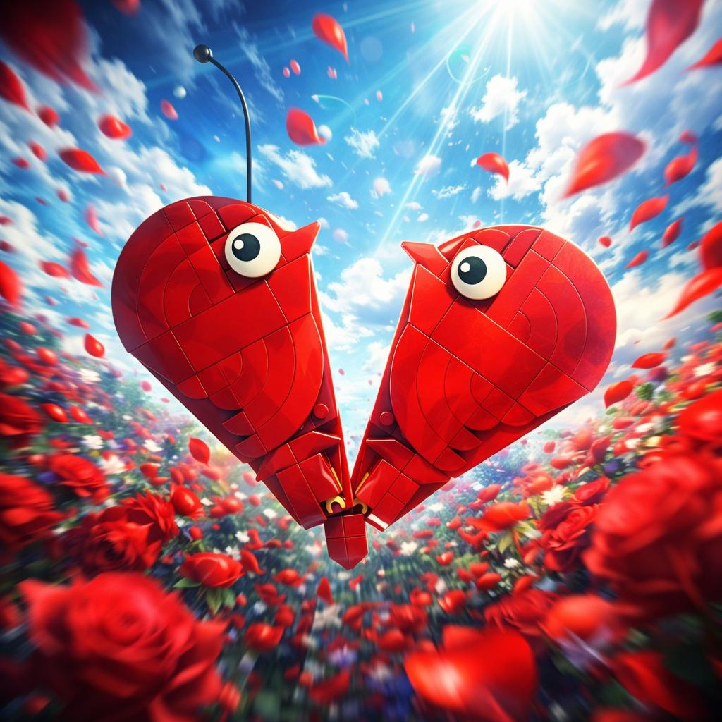 MOC 113PCS Pair of Red Birds Building Blocks Set, Durable ABS Plastic Bricks Toy, Love Couple Face to Face Meaning, Friendship Back to Back Meaning, DIY Easy Assemble Buildable Bird Figure Model, Desk Display Collectible Ornament