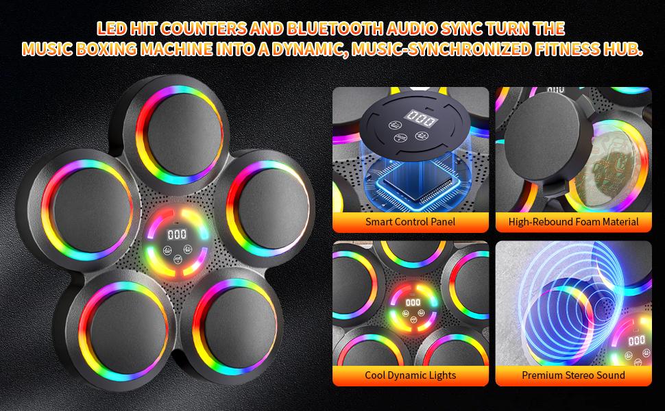 Smart Musical Boxing Machine with Boxing Gloves - 2026 Upgraded Music Box Machine for Kids & Adults, Wall Mounted Bluetooth Rhythm Punching Trainer, Home Fitness Gift